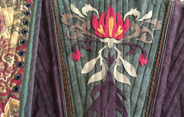 Closeup showing front artwork and interior floral lining